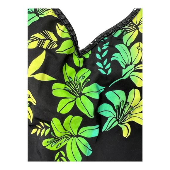 Christina Swimwear Tropical Black & Green Tankini Top Bust Enhancer Sz 8 New - Picture 3 of 8
